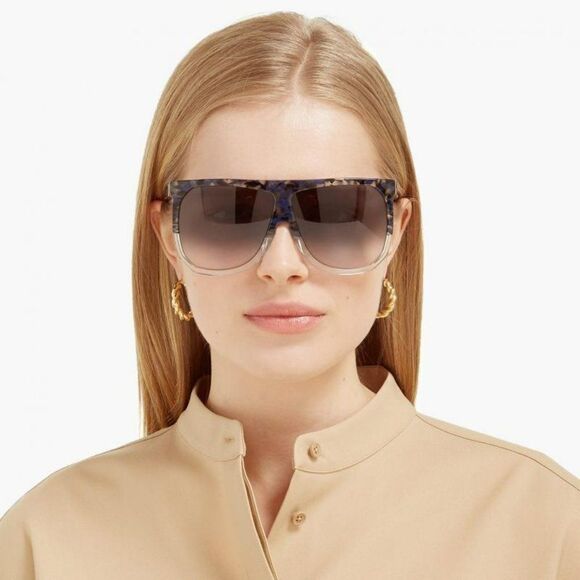 NEW Loewe LW40001F FILIPA 56B Shiny Havana Gradient Smoke Shield Women Sunglasse